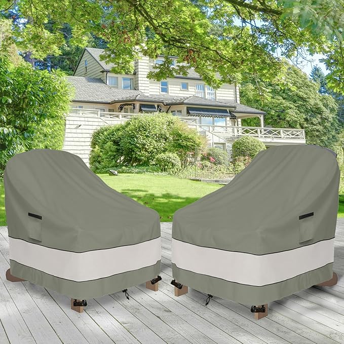 Outdoor Adirondack Chair Cover 2 Pack,Waterproof 100% Patio Chair Covers,32W x 35D x 36H inch,Patio Adirondack Chair Cover for Outdoor Chair -Grayish Green