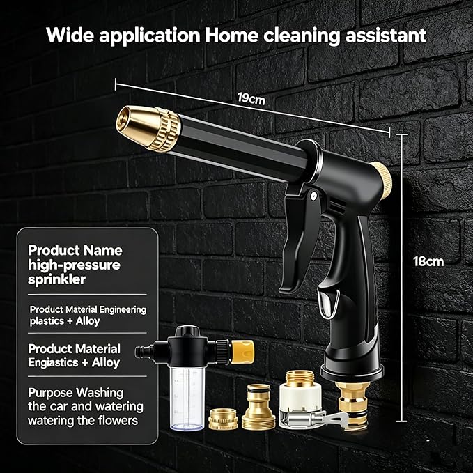 Pressure Washer Hose Attachment, 2026 High Pressure Water Hose Nozzle, Turn Garden Hose into Pressure Washer Wand, for Car, Patio, Gutter, Pet, Window Cleaning with 3 Adjustable Jet Nozzle(Black1)