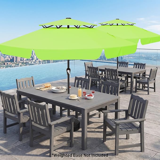 AreShark 12ft 2-Tier Patio Umbrella with Valance - Outdoor Umbrella Waterproof UV Protection, Market Table Umbrella w/ 8 Sturdy Ribs&Crank for Pool, Backyard, Garden(Apple Green)