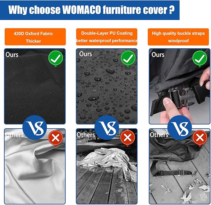 WOMACO Patio Swivel Chair Cover Waterproof Outdoor Tall Swivel Chair Slip Covers Outside Small Large Oversized Wicker Lawn Club Furniture Protector (Black, 31.5" W x 31.5" D x 37.8" H)