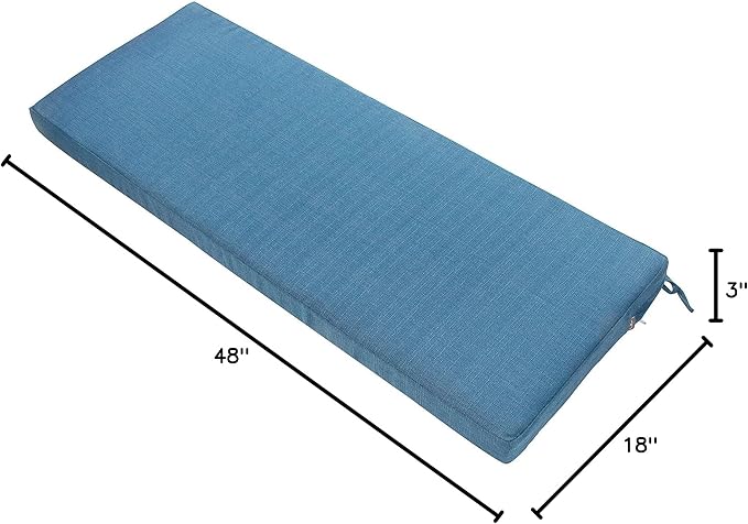 FUNHOME Outdoor Bench Cushion Cover 48 x18 x 3 inch,Water Resistant Cover with Zipper&Ties,Fade-Resistant Slipcover,Patio Porch Swing Cushion Cover Replacement Only,No Insert(Light Blue)