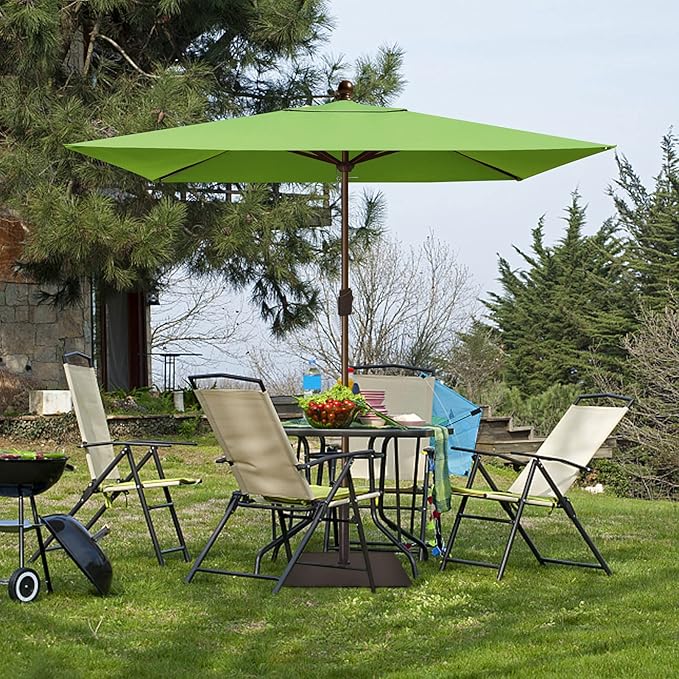 EliteShade USA 10-Year-Non-Fading 6.5x10Ft Rectangular Market Patio Umbrella, UPF 50+ UV Protection Performance Sun Umbrella, Heavy Duty Commercial Grade Outdoor Table Umbrella with Crank, Windproof Vented Top for Garden, Pool, Deck and Outdoor Playset...