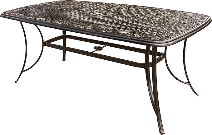 Hanover Traditions 7-Piece Patio Dining Set with 6 Swivel Rocker Chairs, Tan Cushions and Large 38"x72" Dining Table, Outdoor Dining Set for 6, Premium Weather Resistant Patio Furniture