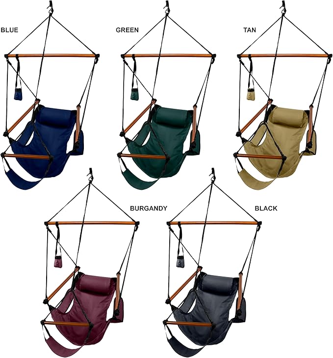 Hammaka Hanging Hammock Air Chair, Wooden Dowels, Blue