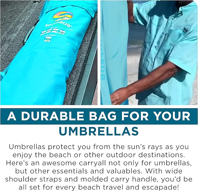 BEACHBUB Beach Umbrella Bag - Waterproof & Foldable Beach Bag for Umbrellas with Wide Padded Shoulder Strap & Molded Carry Handle