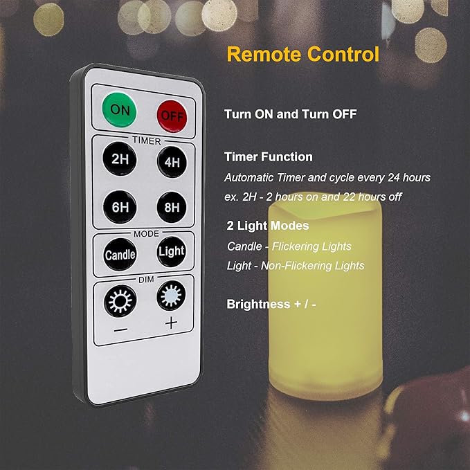 2 Pack Outdoor Flameless Pillar Candles with Remote and Timer Waterproof Battery Operated Electric LED Candle Set for Gift Home Décor Party Wedding Supplies Garden Christmas Decoration, 3” x 4”