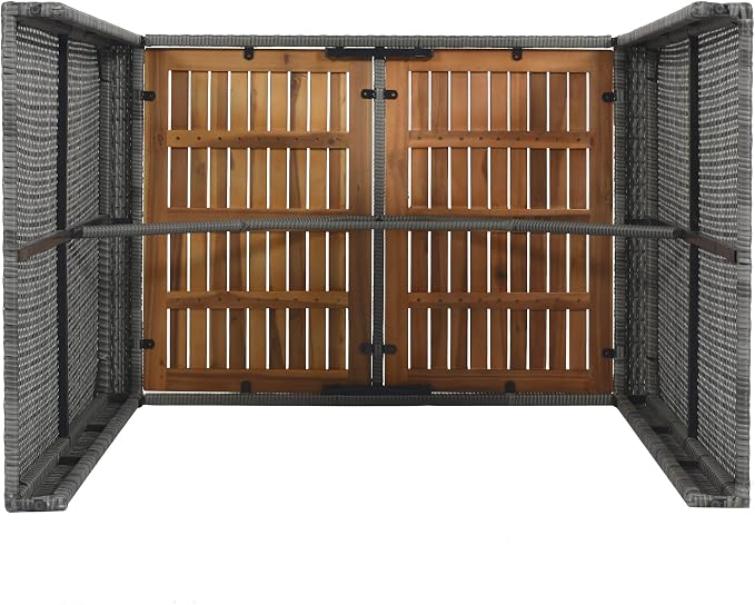 VilroCaz 5-Pieces Outdoor Patio Rattan Counter Height Dining Set, All-Weather Wicker Bar Table Set Conversation Set, Acacia Wood Table Top, Bar Height Chairs with Removable Cushion