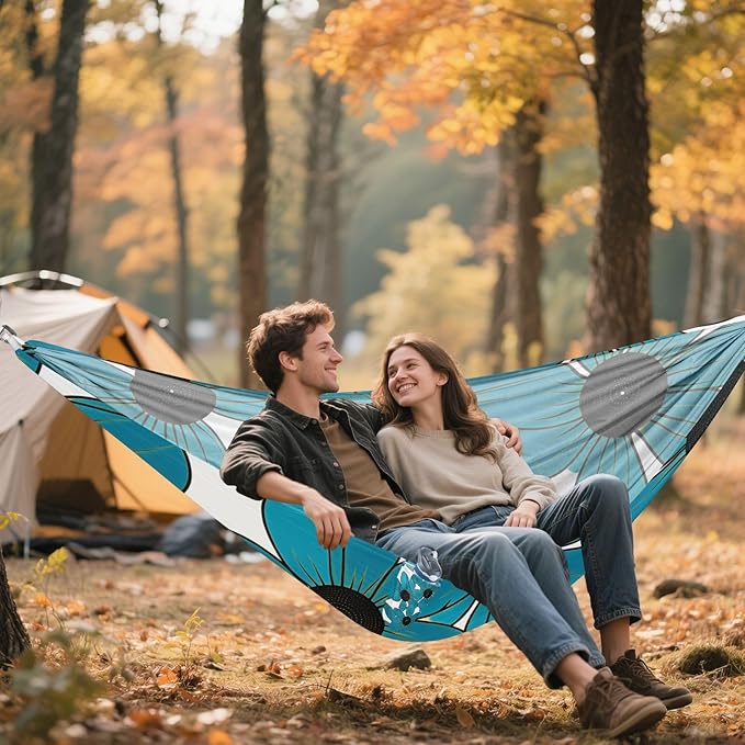 Black-Eyed Susan Simple Line Art Valentinesnes Cyan 330lb Capacity Hammocks Fabric Hammock for Outside Camping Essentials macas mexicanas de Patio para Adulto