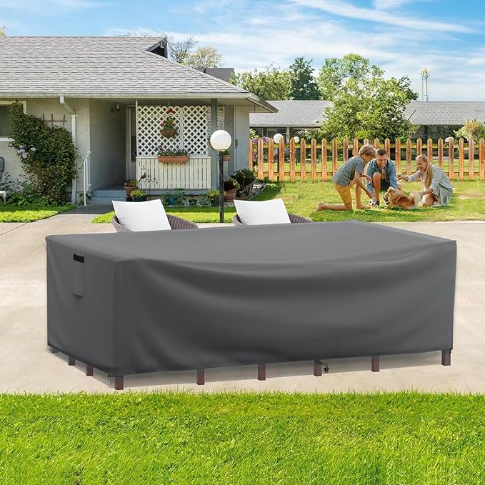 STARTWO Patio Furniture Covers Outdoor Sectional Sofa Couch Set Covers Waterproof Heavy Duty Outside Rectangular Garden Dining Table Chair Set Cover