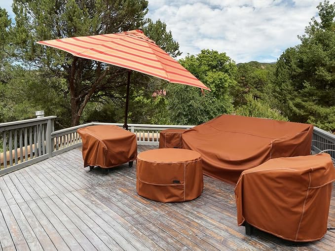 NettyPro Patio Chair Covers for Outdoor Furniture 4 Pack, Waterproof Heavy Duty Lawn Patio Furniture Cover Deep Seat Dining Chair Covers Small, 28W x 30D x 28H inches, Brown