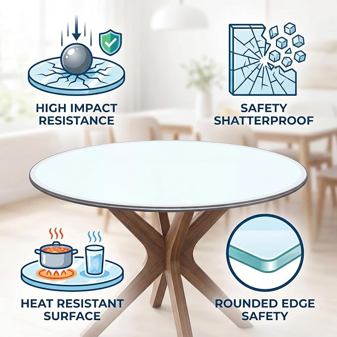 32" Tempered Glass Table Top Round Transparent Table Surface 1/4'' Thick Pencil Polished Edge Multipurpose for Dining, Coffee, Restaurant and End Table (32 inch)