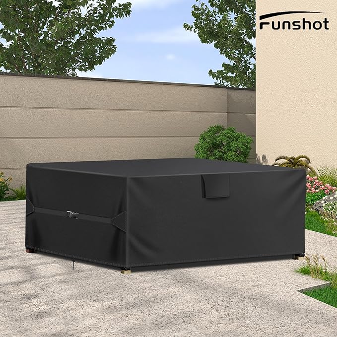 Patio Furniture Set Covers Waterproof, 108"L X 82"W X 28"H, 600D Outdoor Table and Chair Cover, Rectangular Heavy Duty Outdoor Furniture Covers, Patio Sectional Sofa Set Cover, Black