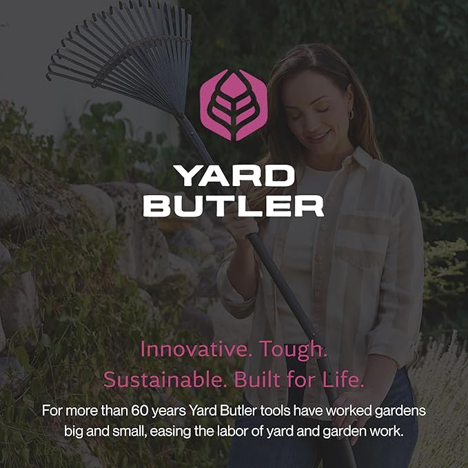 Yard Butler ILT-208 World’s Greatest Rake Set Garden Rake for Lawncare - Convenient Garden Cleaning Accessory - Lightweight Handle - Steel Tines - Easy to Maneuver
