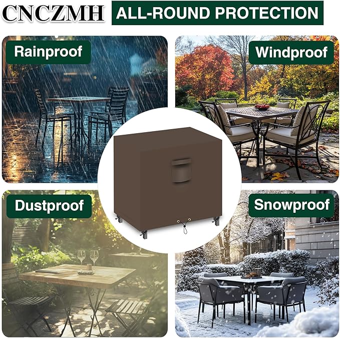 Heavy Duty Patio Furniture Covers Waterproof, 600D Outdoor Furniture Cover Waterproof for Sectional Sofa Couch, Outdoor Dining Table and Chair Set Covers 48''L x 24''W x 35''H, Brown