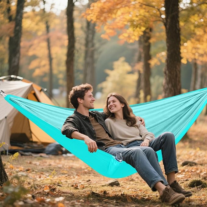 Bright Blue Solid Color 330lb Capacity Camping Hammock with Hanging Rope Portable Hammock for Outside Patio Backyard Poolside hamacas para adultos con soporte
