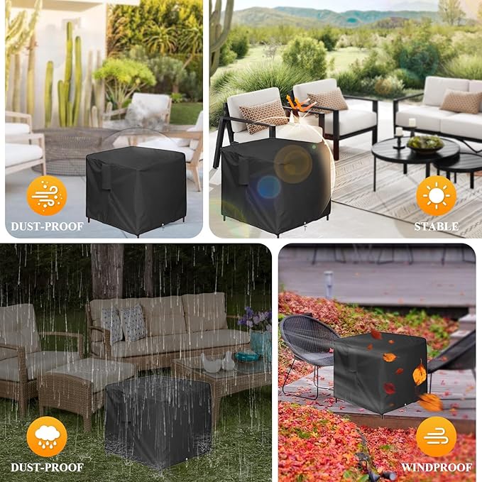 Outdoor Wicker End Side Tables Cover for FIZZEEY Outdoor Side Table, Waterproof Square Cover for Patio Small Rattan, Wicker Coffee Table, Balcony Table, Outside End Table- 18”L x 18”W x 20”H