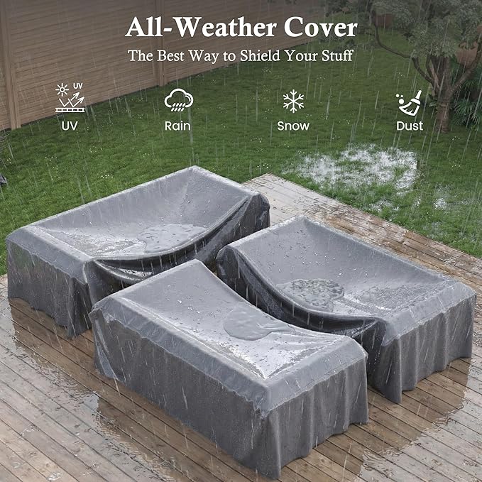 Amopatio Patio Furniture Set, 6-Piece Wicker Outdoor Sectional Sofa with Swivel Rocker Chairs, Rattan Conversation Set with Storage Coffee Table and Waterproof Cover for Backyard Brown/Grey
