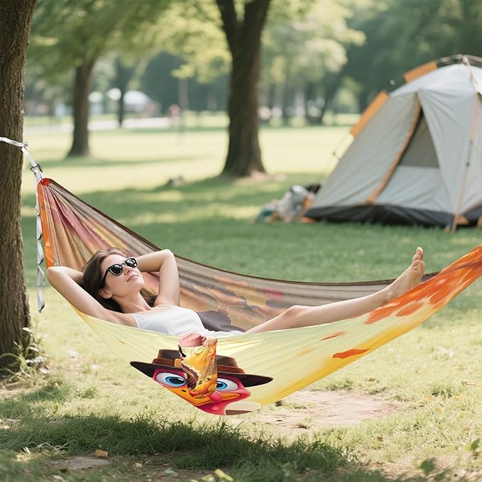 Hammocks for Outside Cartoon Turkey Camping Hammock Portable Hammocks with Tree Straps and Carry Bag Camping Accessories for Hiking Beach Outdoor