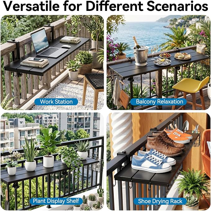 Pool Bar for Above Ground Pools, 49.2ร9.6" Poolside Table Holds 110LBS, Adjustable Foldable Swim-Up Bar Fits Top Rails 3.94" or Less, Weather Resistant, for Outdoor & Balcony
