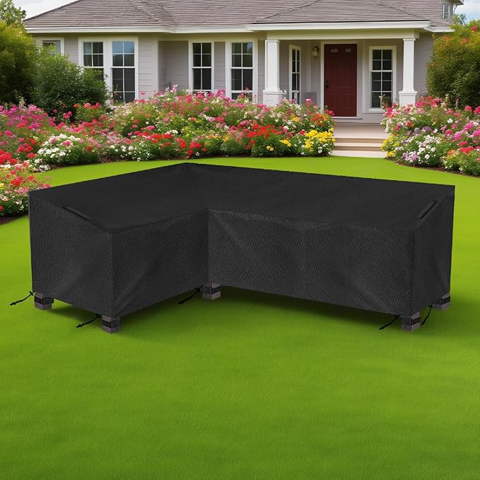 Patio sofa Covers, Heavy Duty and Waterproof Outdoor Garden Patio Furniture L-shaped Covers Fits Up to 83-106W x 33.5D x 35H inches