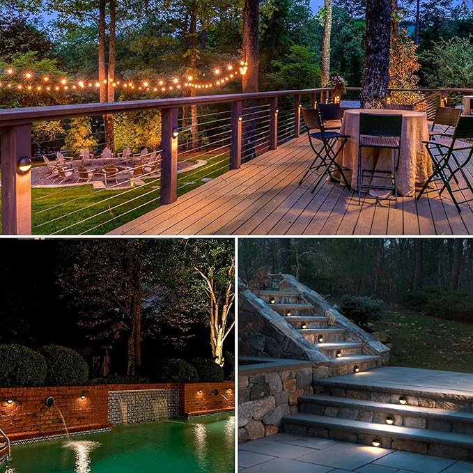 Lumina Lighting® 2W Landscape Deck Lights (12 Pack) Low Voltage Landscape Deck Lights Waterproof - Outdoor Patio Step Deck Lighting 12V 3000K Replaceable G4 LED Bulb Included DSL0103-BZLED12 (Bronze)