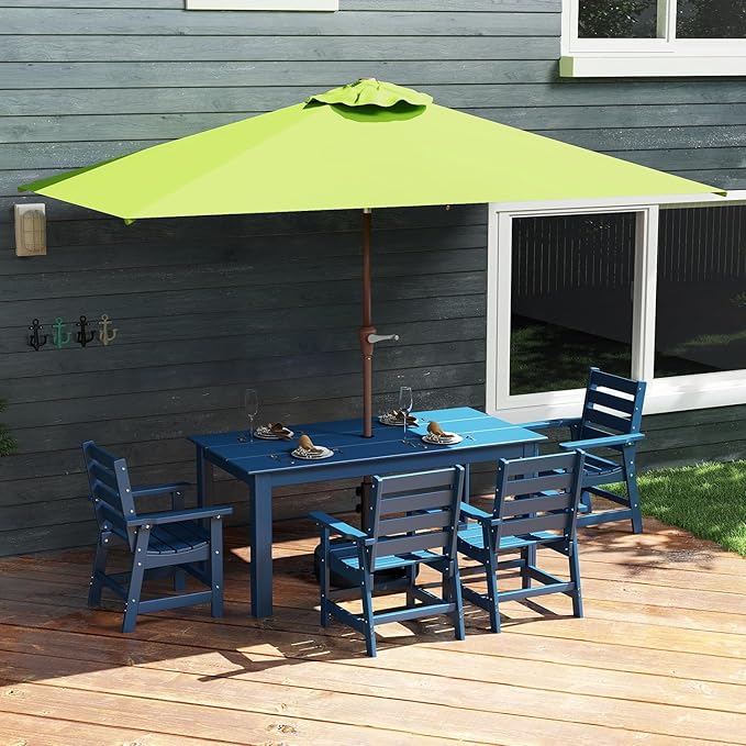 GREENVINES 6.5X10 FT Rectangular-Patio-Umbrella | Outdoor-Table-Umbrellas | 6 Sturdy Steel Ribs | Push Button Tilt & Crank | Waterproof | Market Umbrella | for Pool Backyard Garden Deck | Apple Green
