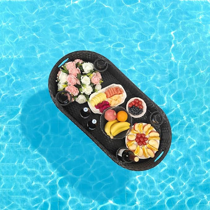 Floating Tray for Pool,Floating Pool Tray, Floating Tray - Floating Pool Table, Ideal for Food & Drinks - Floating Table for Pool - Essential Floating Food Tray for Pool Activities(Oval Big)