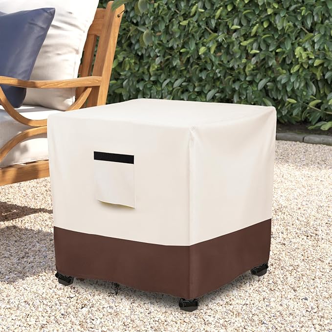 Waterproof Patio Small Side Table Cover,Square Outdoor Ottoman Covers,Heavy Duty 600D Patio Wicker Side Table Cover,Fits Square PatioTable, All-Weather Furniture Protection.26''W x 26''D x 18''H