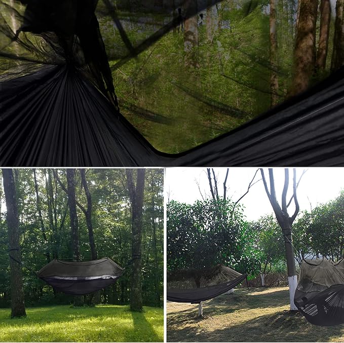 Gold Armour Camping Hammock - Camping Essentials, Double Hammock with Bug Net, Camping Gear Hammock for Outside, Hiking, and Travel (Gray)
