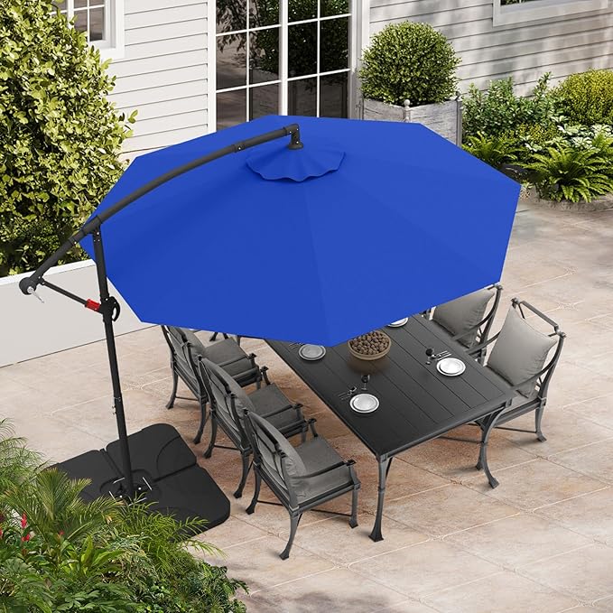 ABCCANOPY Cantilever Patio Umbrella with base included, 360° Rotation Outdoor Offset Umbrella for Backyard, Deck, Poolside