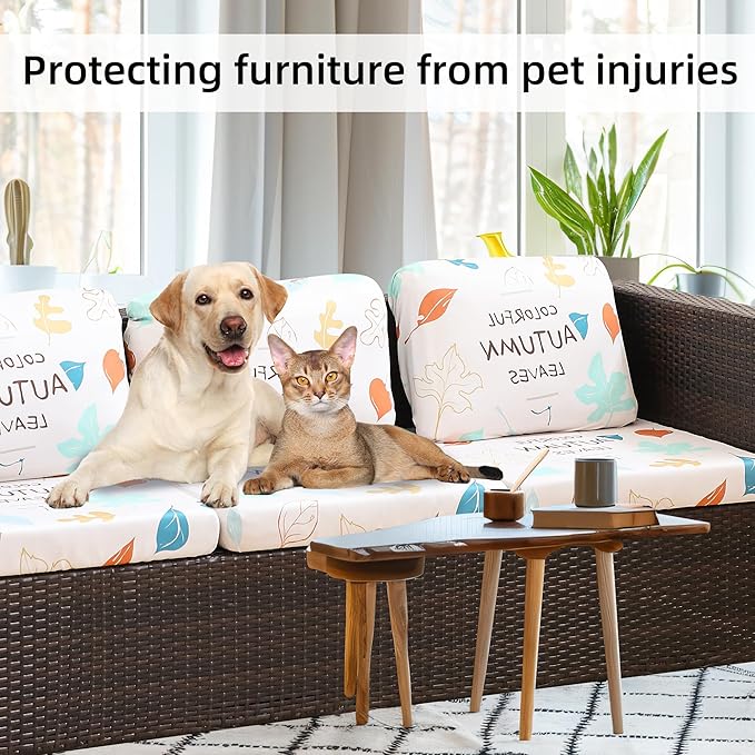 BIETYONE 8Pcs Stretch Patio Cushion Covers,Outdoor Couch Covers Replacement,Outdoor Couch & Sofa Slipcovers,for Patio Furniture Cushion Covers,Washable Reusable urniture Protector(Chrysanthemum,8PCS)