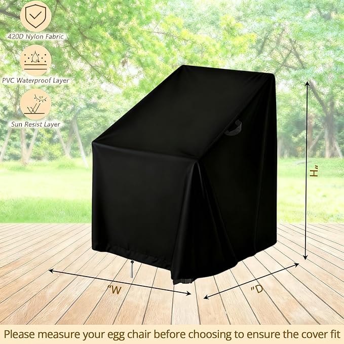 High Back Patio Chair Cover,Waterproof Covers for Stackable Dining Chairs,Outdoor Patio Furniture Seating Set Shield (43"W x 42"D x 42"H,1-Pc)