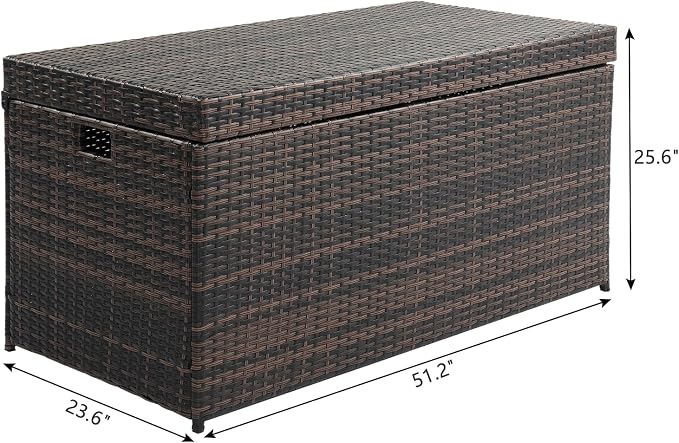 Generic Large Outdoor Rattan Deck Box Storage Solution - Spacious & Durable (Brown)