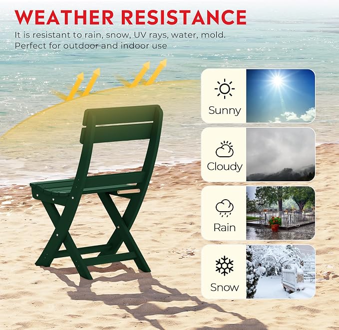 Costaelm Outdoor Bistro Table and Chairs Set of 2, Round Portable Folding Bar Height Barstool Set of 3, Tall Balcony Pub High Top Table 3 piece Patio Set for Deck, Backyard, Garden, Dark Green
