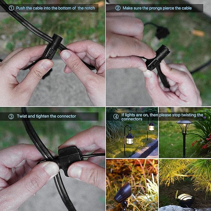 GOODSMAN Landscape Lighting 2PK Low Voltage Landscape Lights Led Low Voltage Landscape Spotlights 4.5W 205 Lumen Floodlights with Cable Connectors Metal Stakes 9127-96603-02A Black
