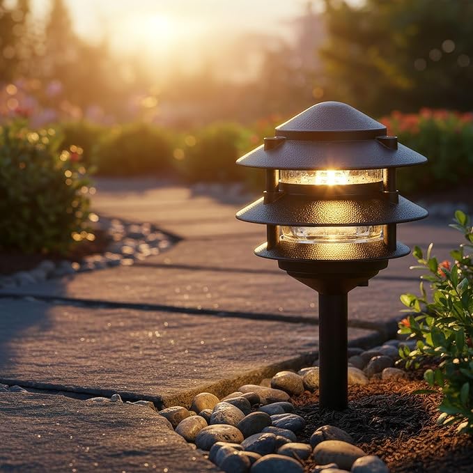 Generation Lighting 9226-12 Single Light Outdoor Path Fixture with Clear Glass, Black, 1-Light, cETL Listed, Safety Rated for Wet Locations - Outdoor Path Light, Aluminum Construction