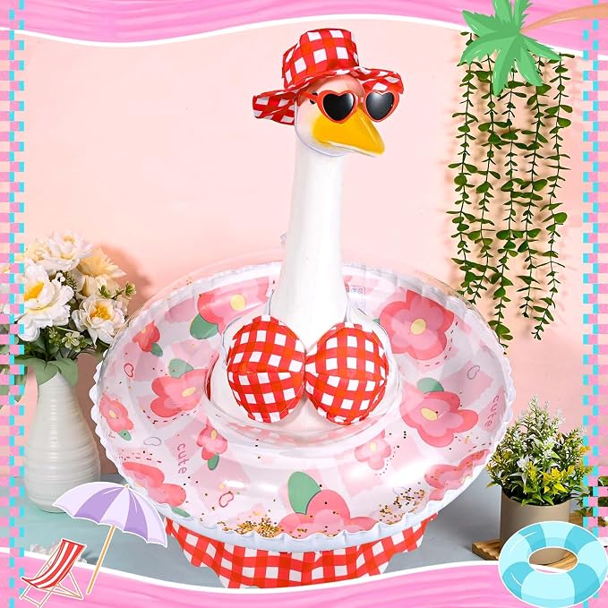JcHrmers Summer Goose Outfit 23 Inch Porch Goose Bikini Clothes with Swimsuit Swim Ring Hat Sunglasses