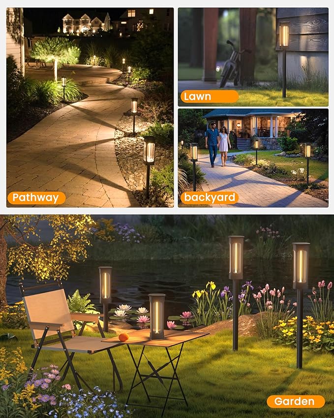 VOLISUN Solar Pathway Lights,6 Pack LED Solar Lights Outdoor Waterproof, Landscape Lighting,Warm Color Solar Path Lights,Landscape Lights,Solar Garden Lights for Yard Lawn Driveway Walkway