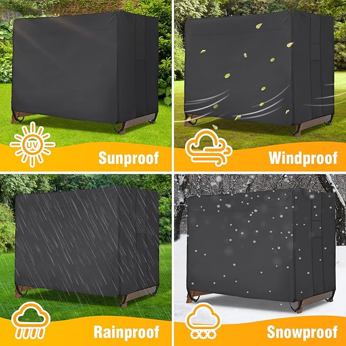 Velway Outdoor Swing Cover - Triple Seater Waterproof Patio Hammock 87x49x70 - All Weather Windproof Glider Chair for Garden Furniture, Black