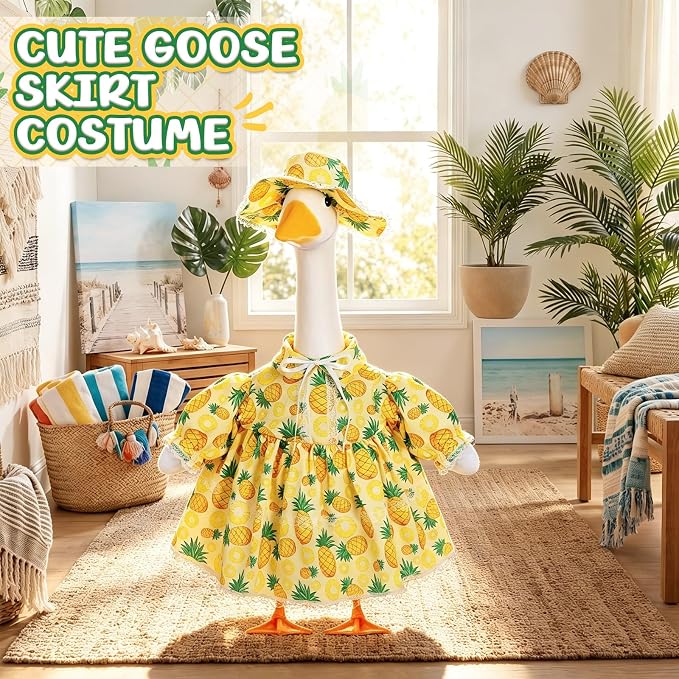 FuWeave Fall Porch Goose Outfit for Lawn Decor | Fits 23"/17" Lawn Plastic/Cement Statue Goose Costume Dress for Front Outdoor Courtyard Garden Patio Yard Decoration