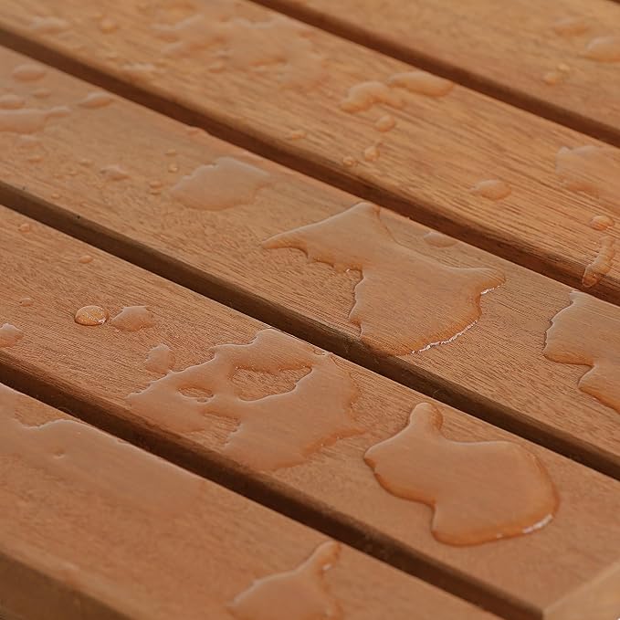 Furinno TIOMAN Patio Table, Outdoor Side Table, Patio End Table, Coffee Table in Teak Oil, for Patio, Garden, Porch, Light Wood
