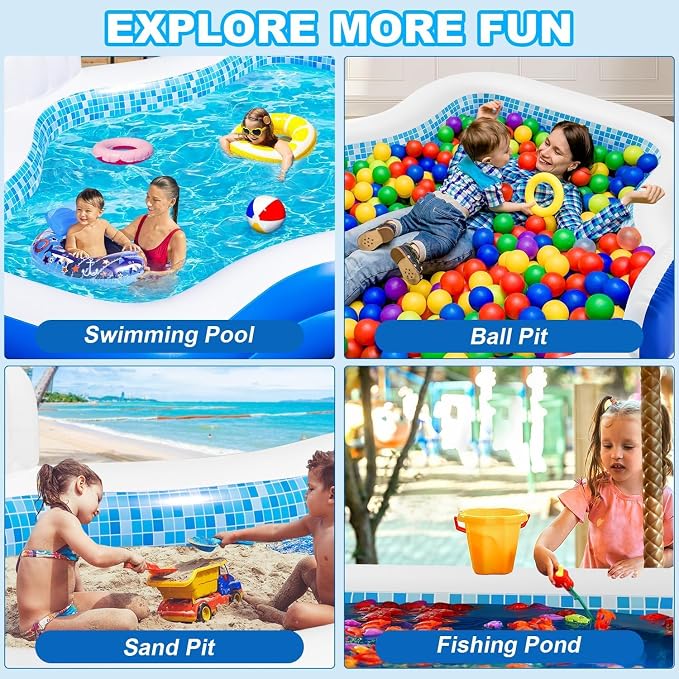 Extra Large Inflatable Swimming Pool with Seats Pump, 10.1TF X 7.5FT Blow-Up Pool Thickened Heavy Duty Family Full Sized Pool for Adults, Inflatable Pools for Garden, Backyard Summer Water Party