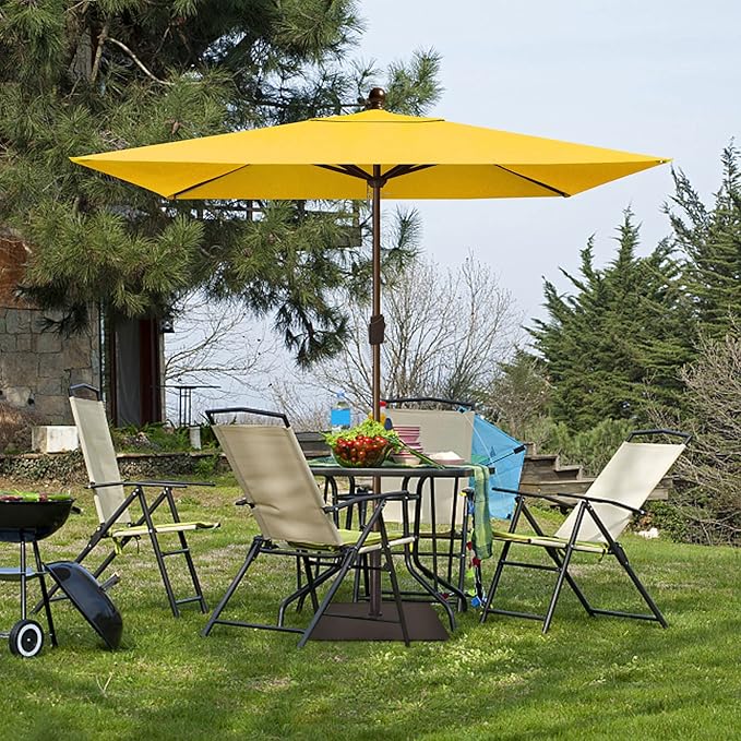 EliteShade USA 10-Year-Non-Fading 6.5x10Ft Rectangular Market Patio Umbrella, UPF 50+ UV Protection Performance Sun Umbrella, Heavy Duty Commercial Grade Outdoor Table Umbrella with Crank, Windproof Vented Top for Garden, Pool, Deck and Outdoor Playset...