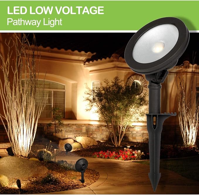 hykolity Low Voltage LED Landscape Wall Wash Light, 12V Outdoor Spotlight | Die-Cast Aluminum, Waterproof Pathway Lights, 7.4W 430LM, Black Outdoor Landscape Lighting for Tree, Building, 6 Pack