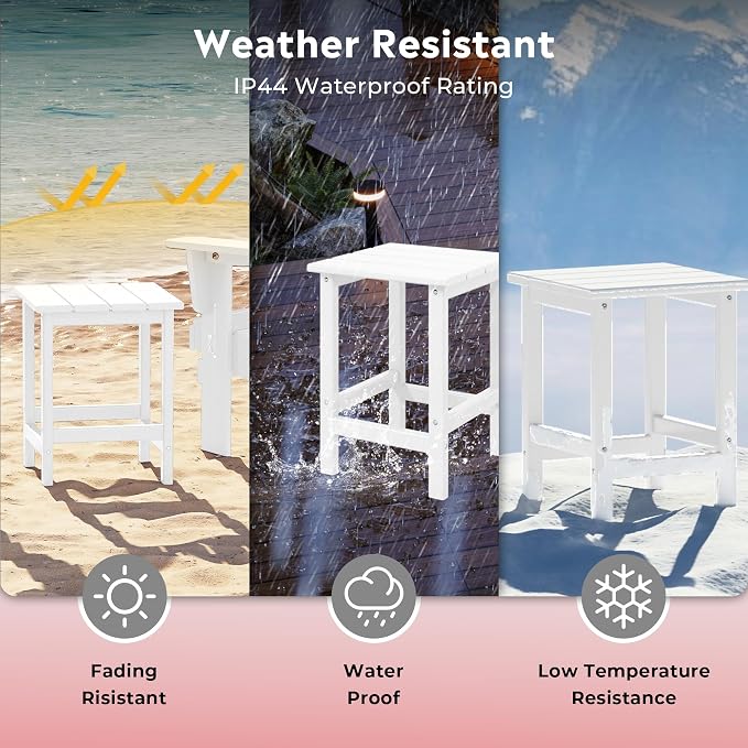Costaelm Lakeview 5-Piece Adirondack Chair with Folding Ottoman and Table Set, White