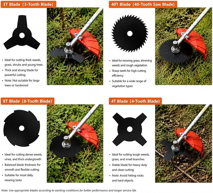 36cc 2-Cycle Gas Powered Brush Cutter, 5-in-1 Multifunctional Grass Trimmer Weed Wacker with 5 Cutting Heads for Lawn Garden Weeding Pruning Shrubs