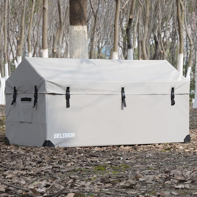 174 US Gallon Outdoor Storage Box Waterproof Soft Shell Tarpaulin Deck Box for Patio Furniture Outdoor Cushions, Throw Pillows, Garden Tools
