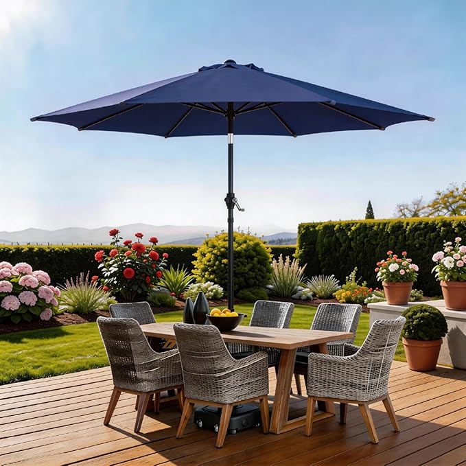 Outdoor Patio Umbrella, 7.5ft Sun Umbrella with Tilt Adjustment and Crank, 6 Ribs Outdoor Umbrellas for Patio, Deck, Garden,Yard, Poolside