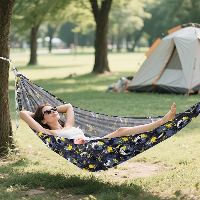 Camping Hammock Outdoor Hammocks for Outside Grunge Football Beach Trees Portable Lightweight with Pockets Tree Straps Indoor
