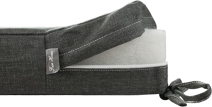 FUNHOME Outdoor Bench Cushion Cover 42 x18 x 3 inch,Water Resistant Cover with Zipper&Ties,Fade-Resistant Slipcover,Patio Porch Swing Cushion Cover Replacement Only,No Insert(Light Charcoal)